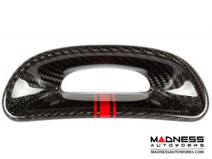 FIAT 500 ABARTH Headrest Inserts - Carbon Fiber (4pc set) - Red Racing Stripe w/ Scorpion 